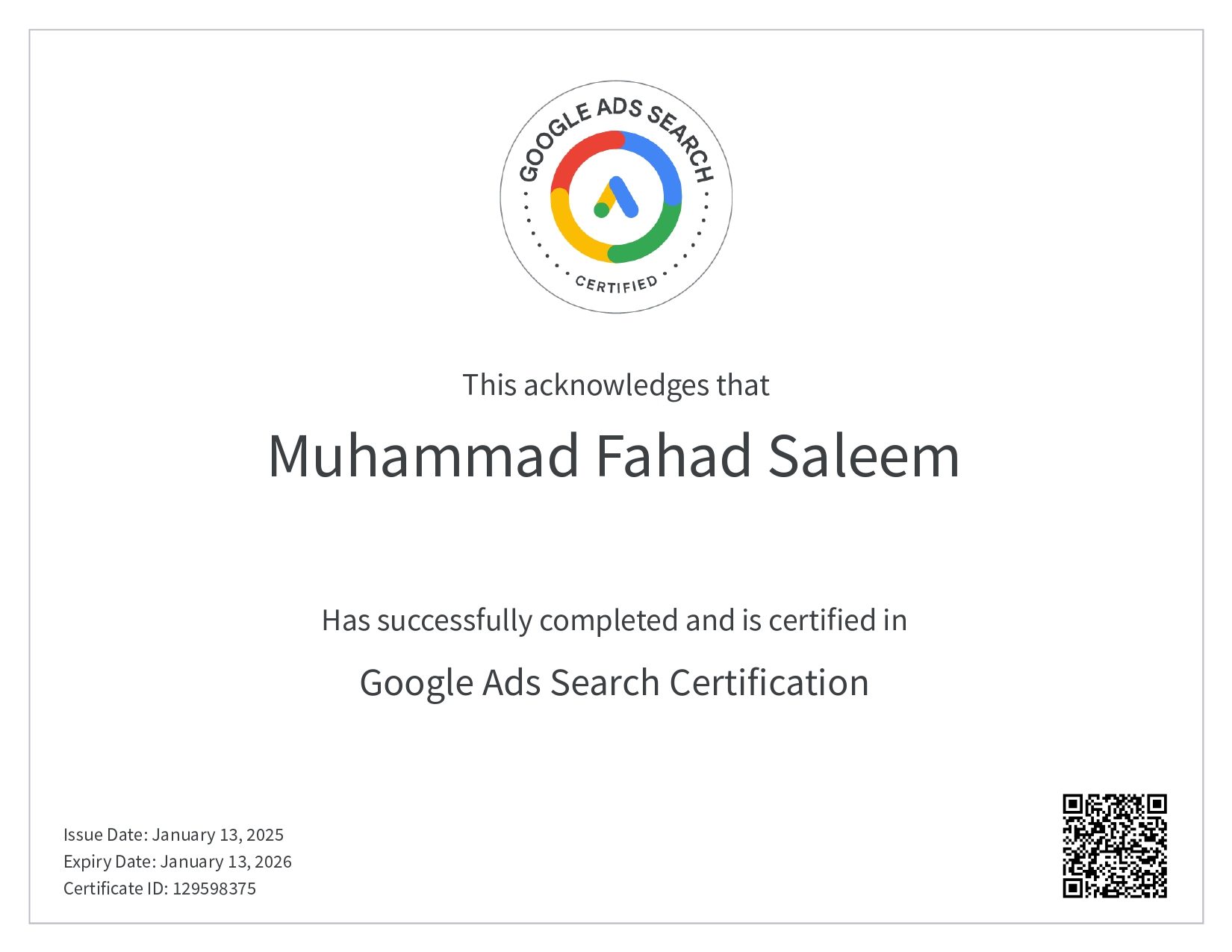 Google Ads Search Certification